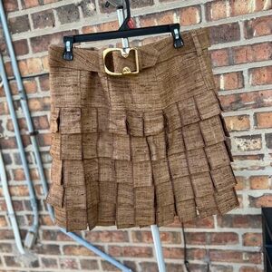 Brown pleated skirt with belt size 10